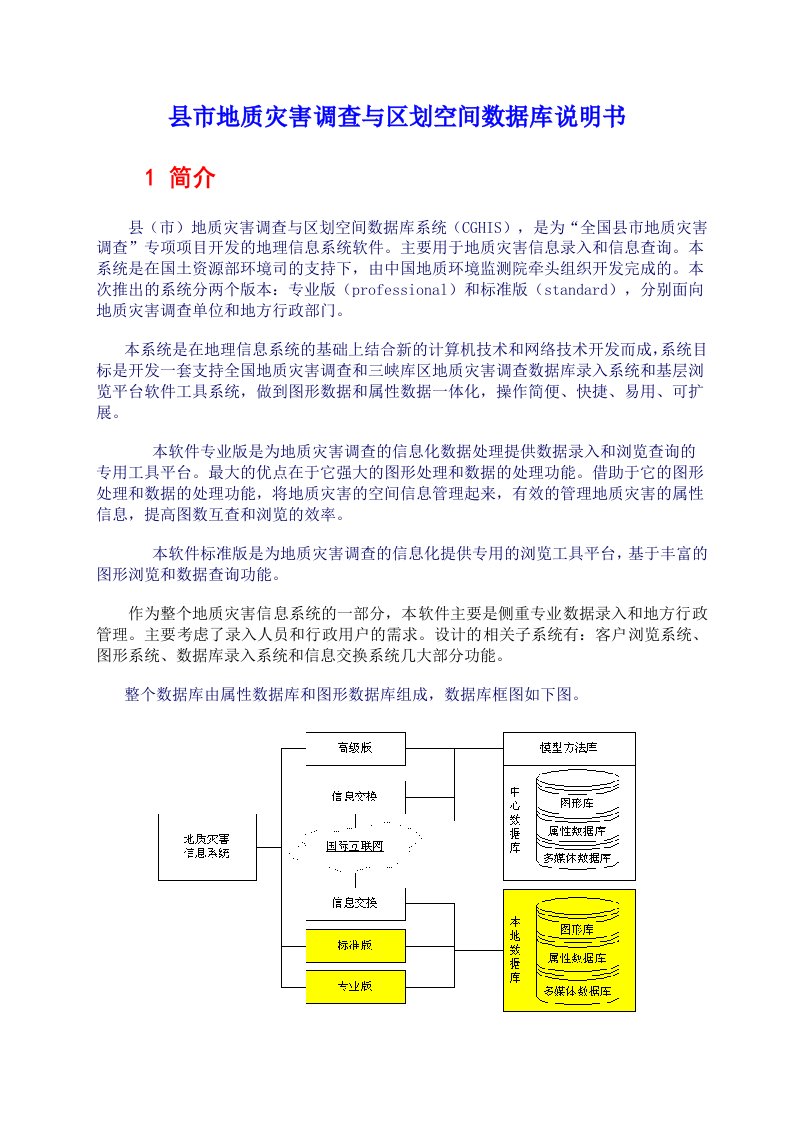 县市地质灾害调查与区划空间数据库说明书