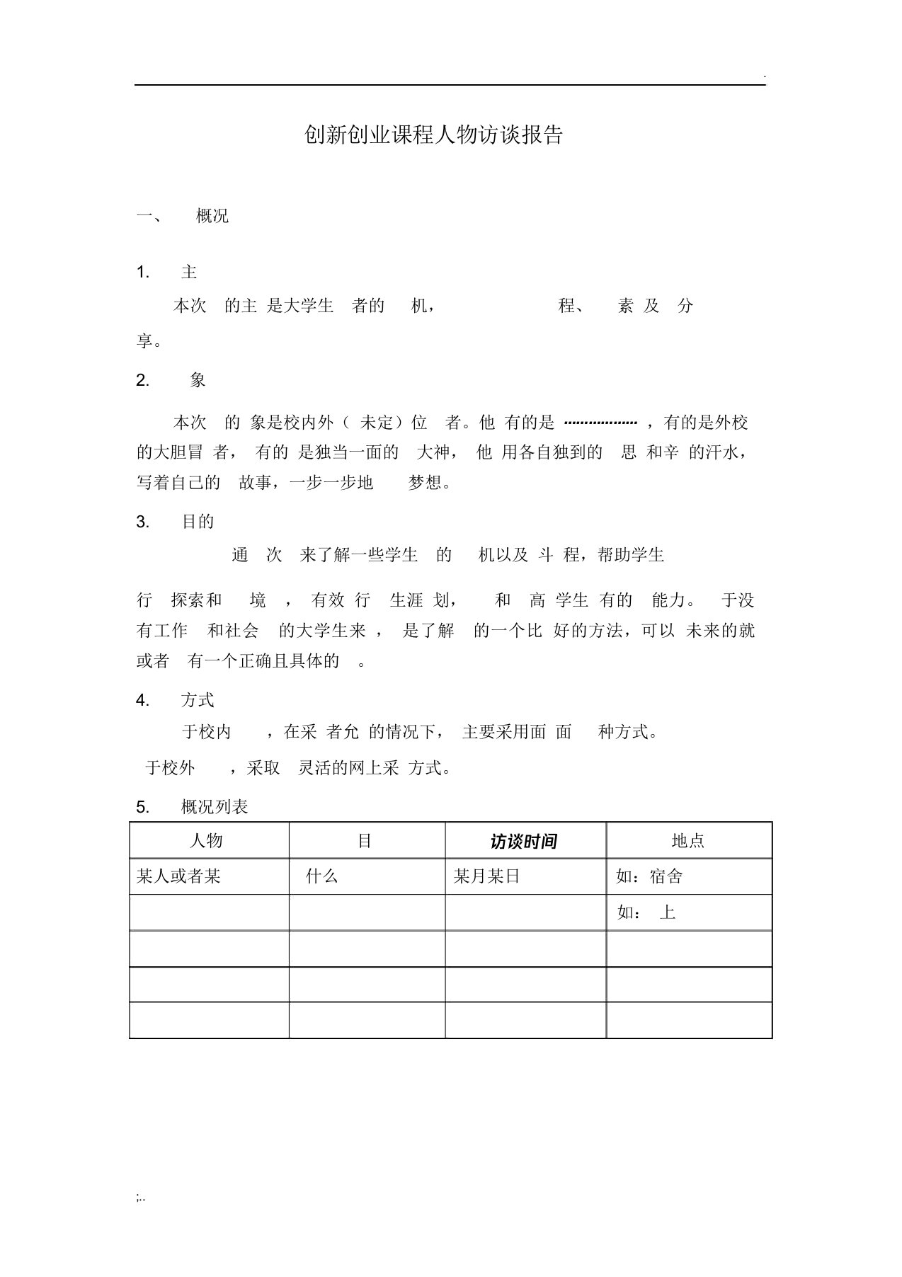 创新创业者访谈报告