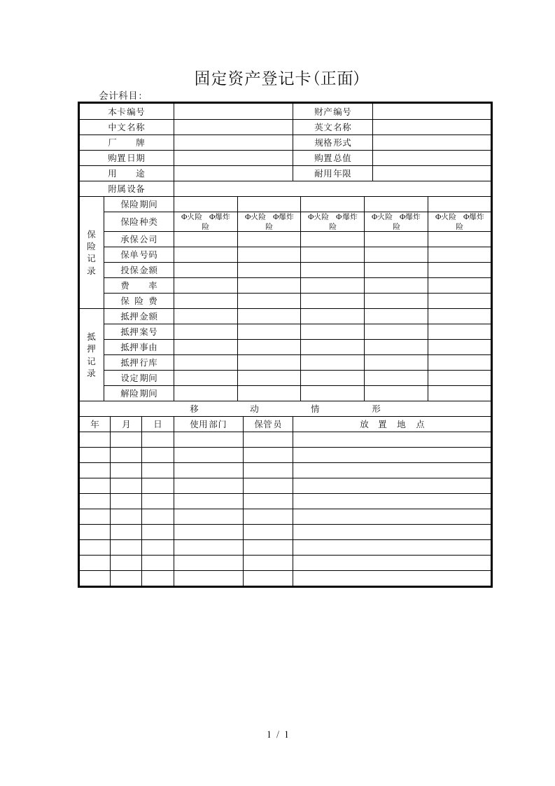 有关固定资产登记明细表汇总6