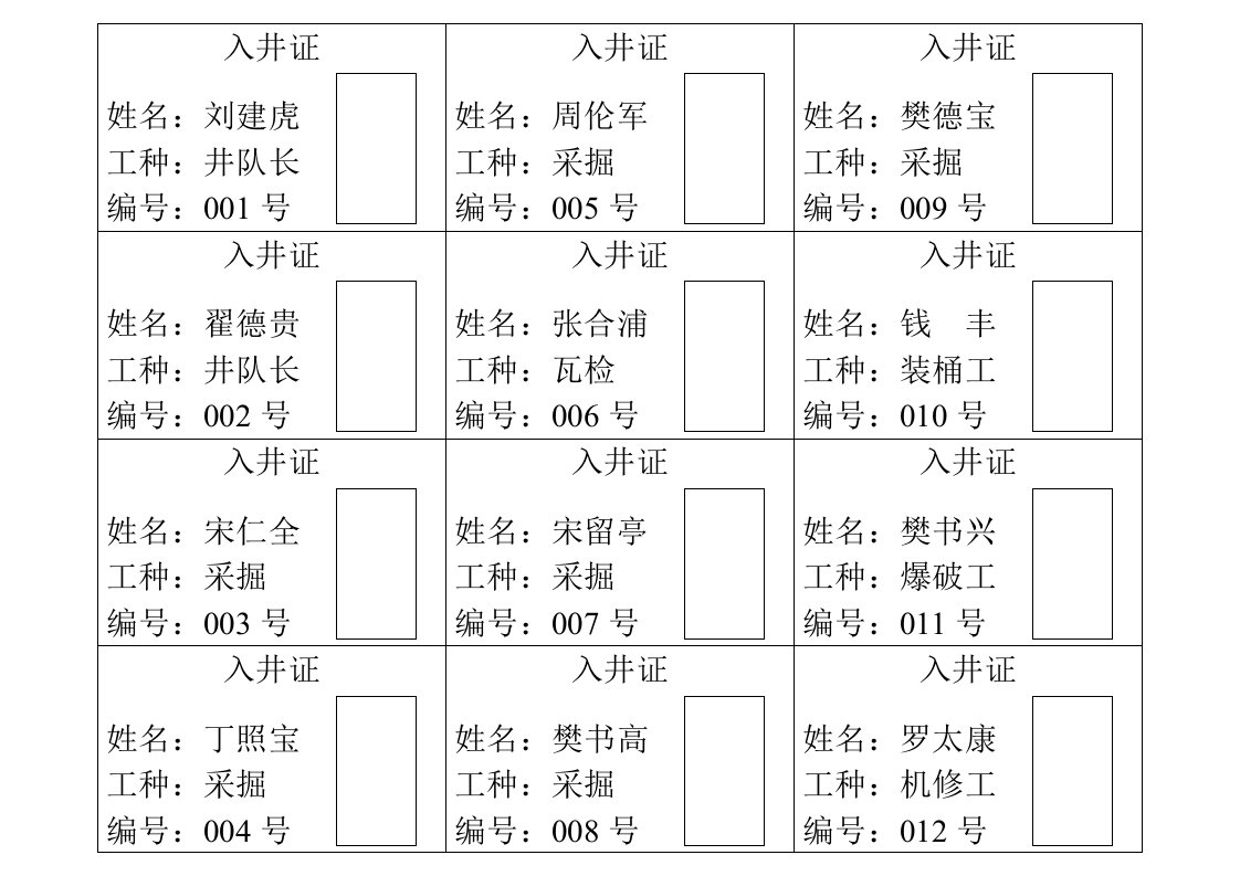 入井证