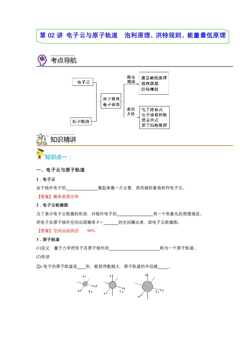 第02讲　电子云与原子轨道　泡利原理、洪特规则、能量最低原理