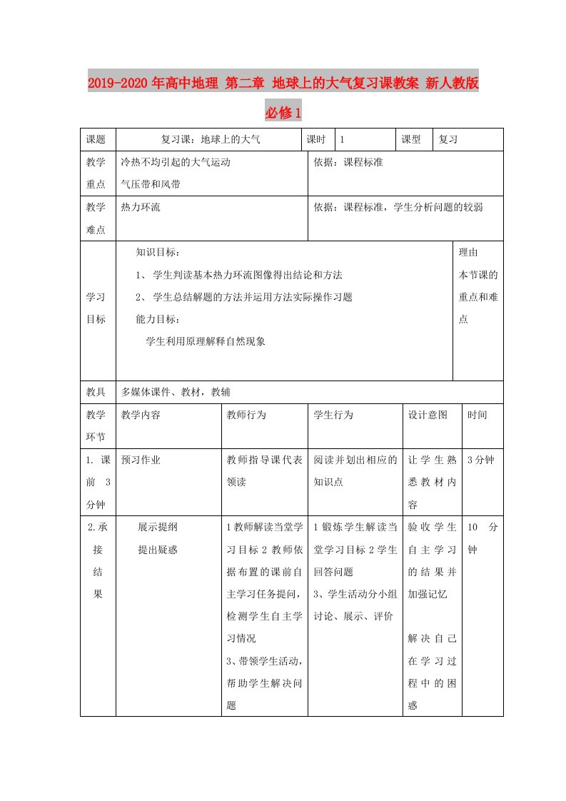 2019-2020年高中地理