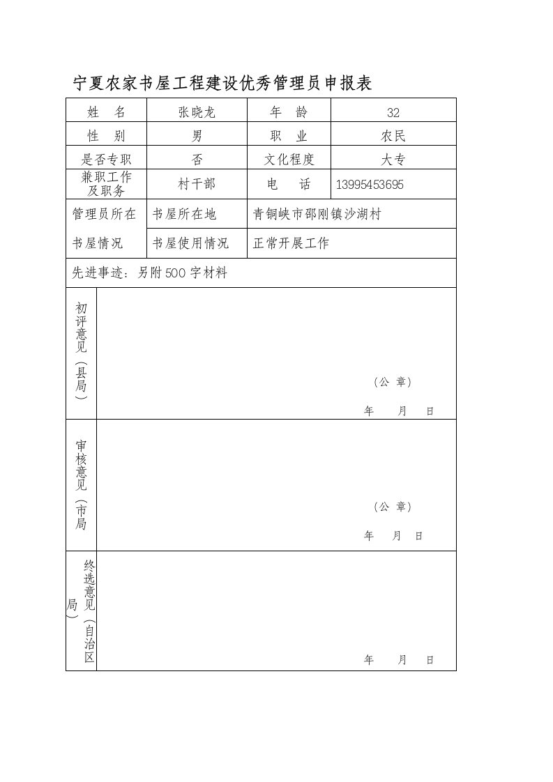 农家书屋管理员个人事迹材料1