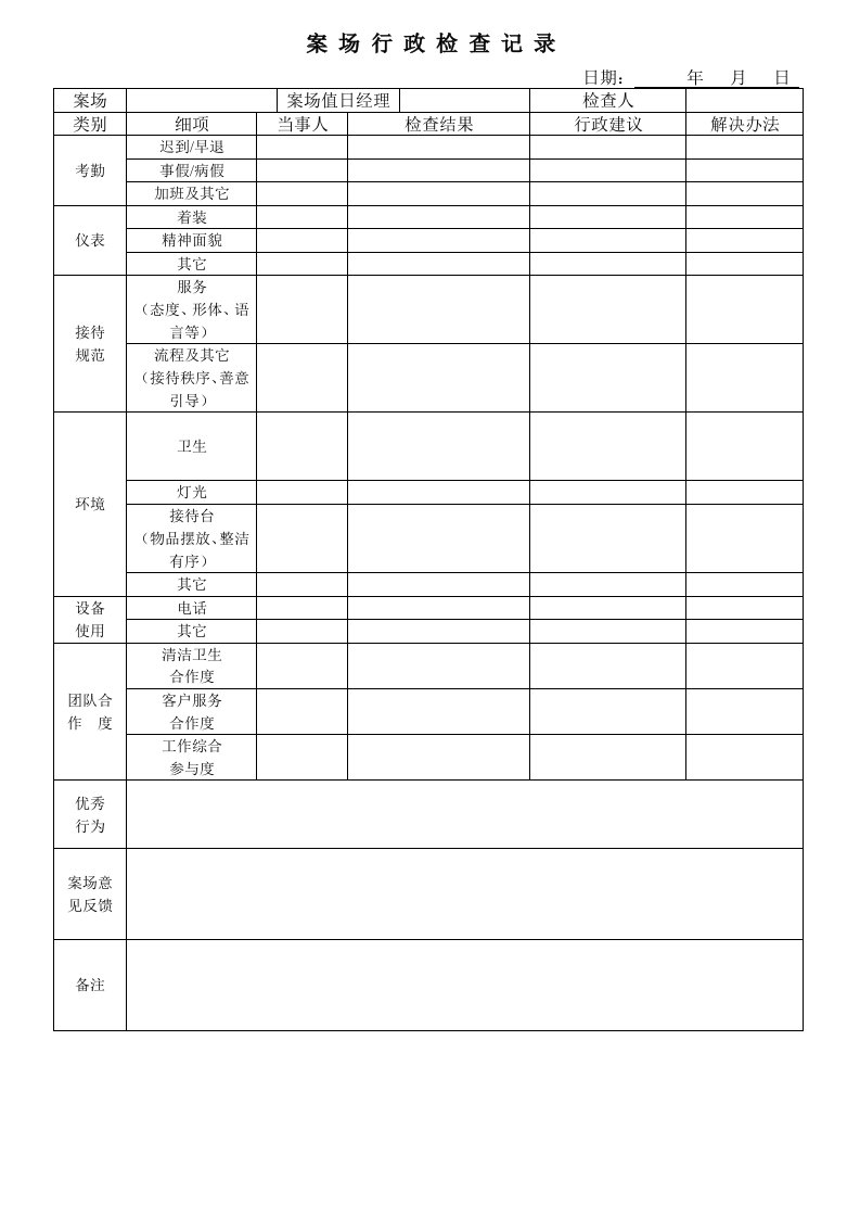 案场行政检查记录