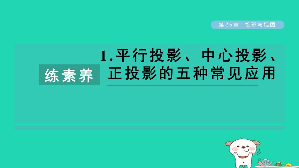 2024春九年级数学下册第25章投影与视图练素养1平行投影中心投影正投影的五种常见应用作业课件新版沪科版