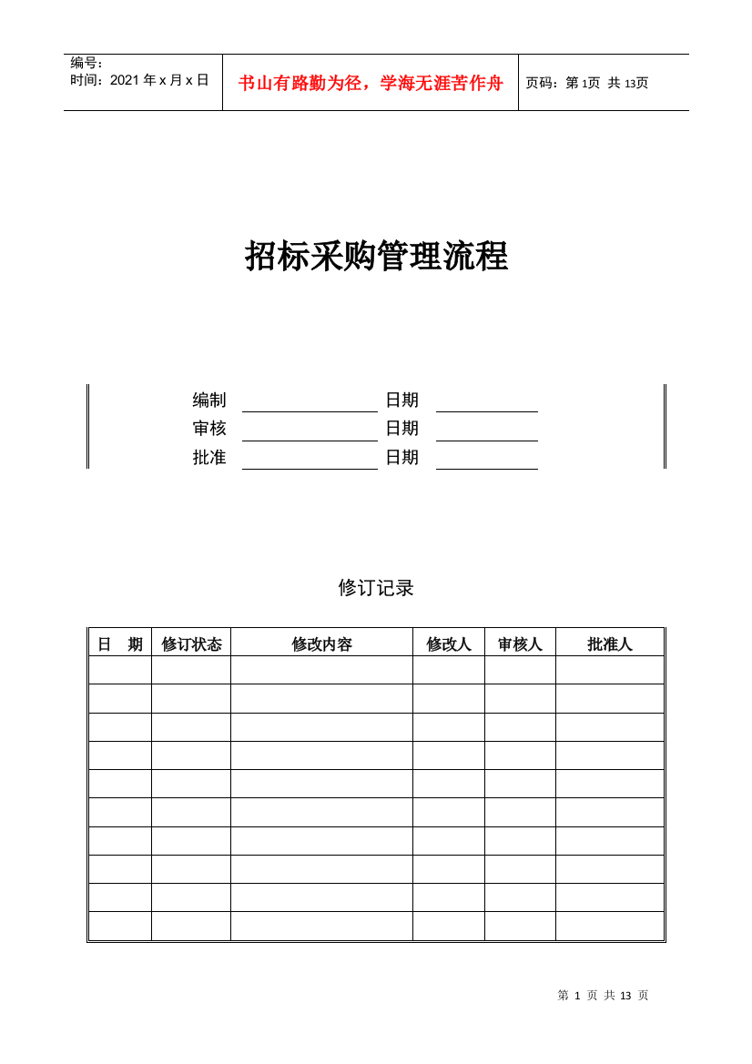 招标采购管理流程KWG-PD-ZJ-02