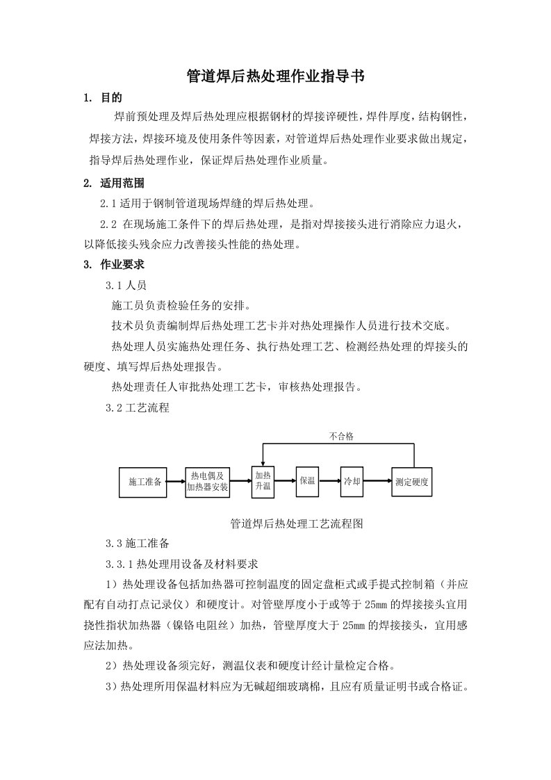 管道焊后热处理作业指导书