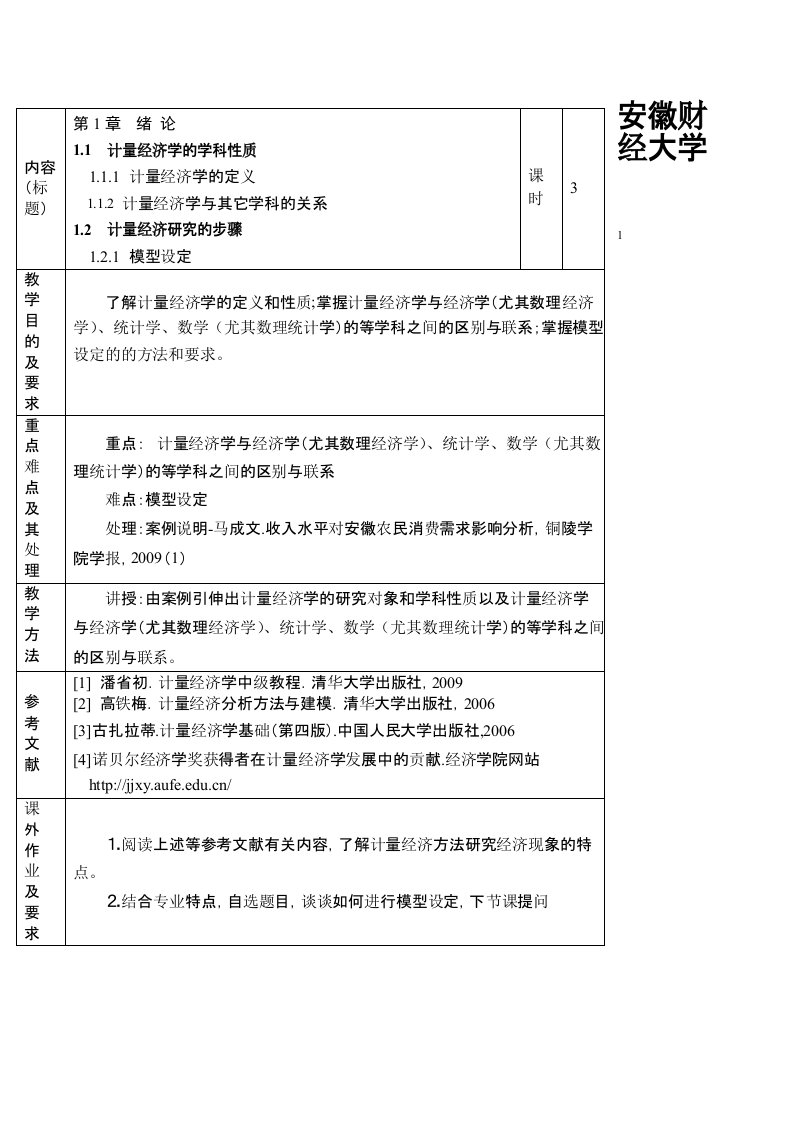 研究生计量经济学教案