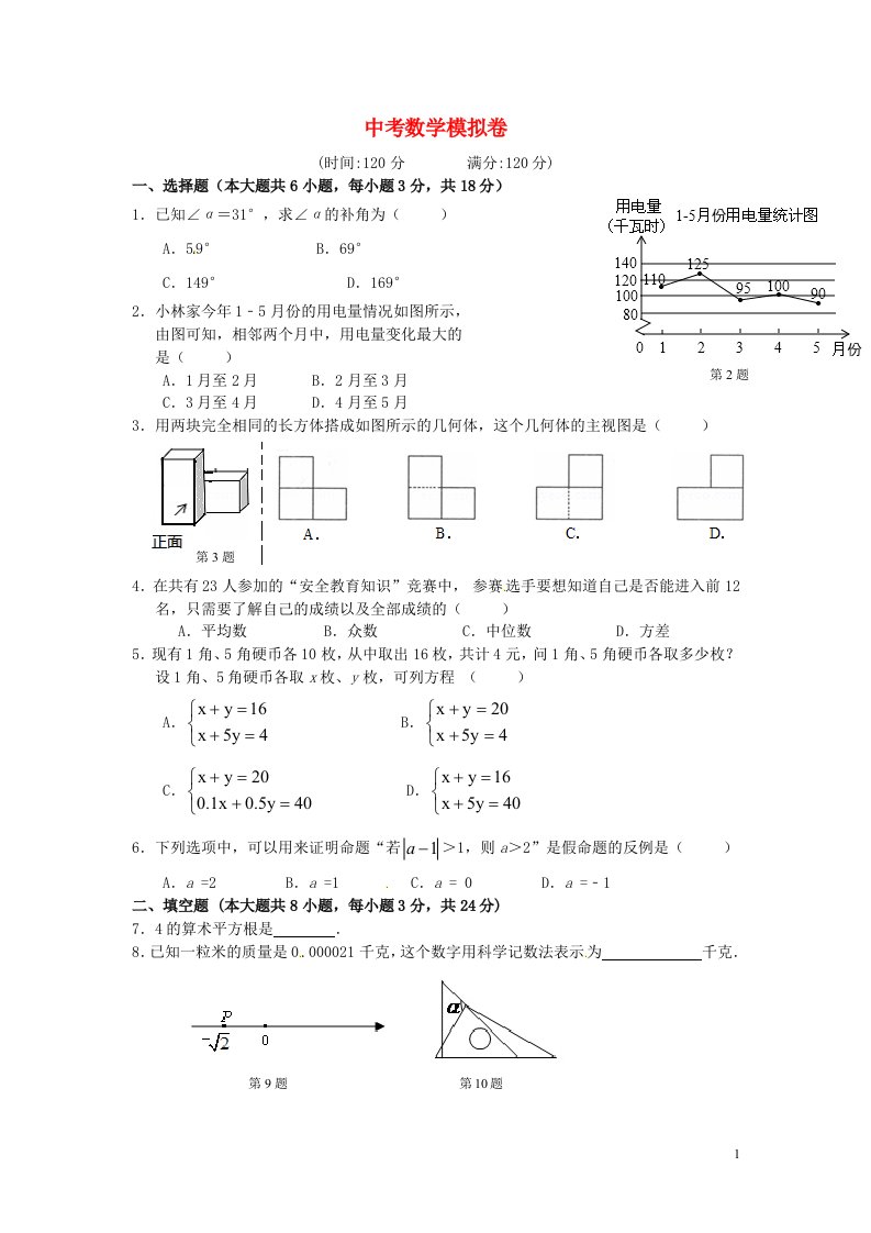 江西省中考数学模拟试题