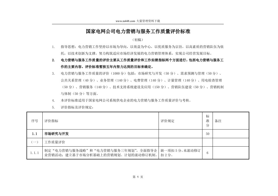 国家电网公司电力营销工作评价标准(DOC17)-营销制度表格