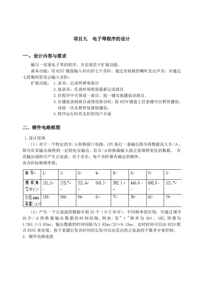 电子行业-电子琴程序的设计