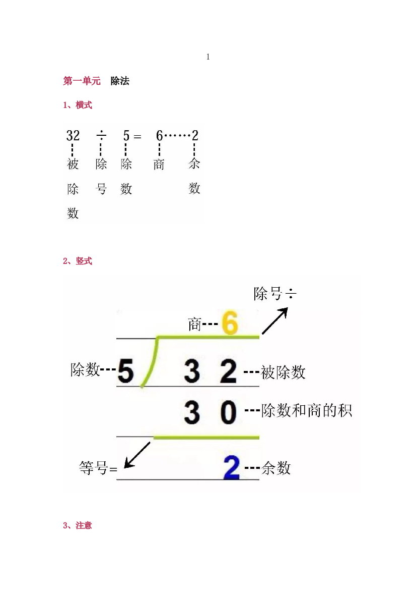 二年级下册数学知识要点归纳