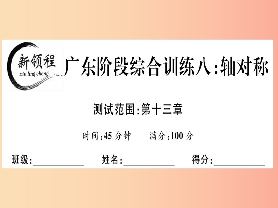 广东专用八年级数学上册阶段综合训练八轴对称课件