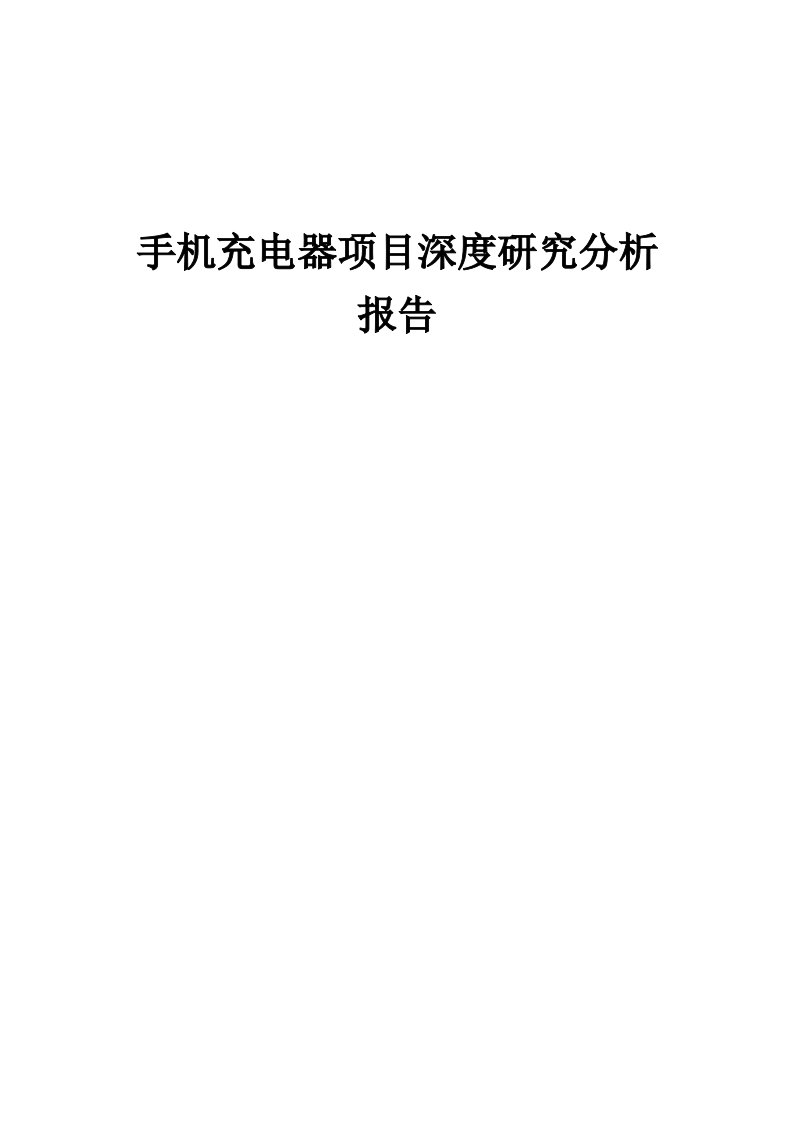 手机充电器项目深度研究分析报告