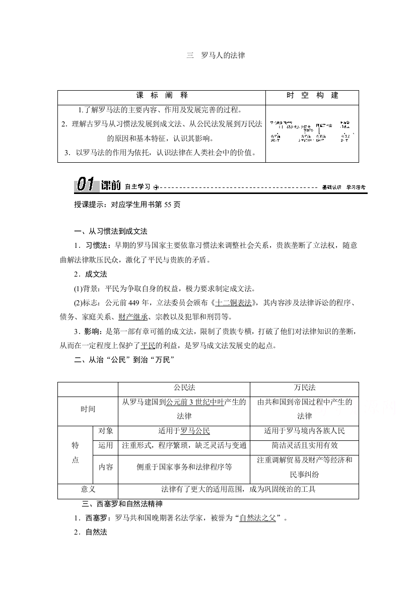 2020-2021学年人民版历史必修1学案：专题专题六