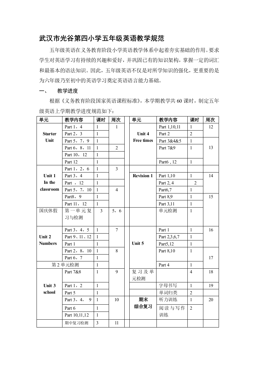 五年级上英语教学规范