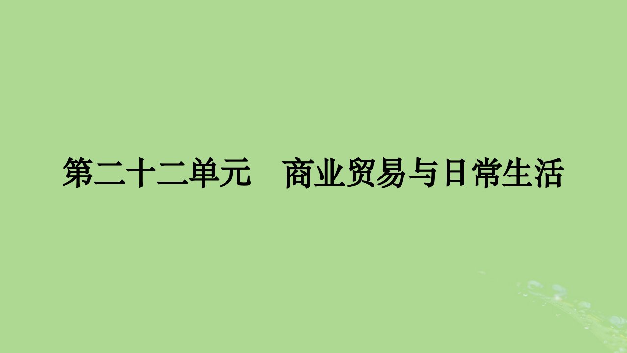 2025版高考历史一轮总复习选择性必修2第22单元商业贸易与日常生活第53讲商业贸易与日常生活课件