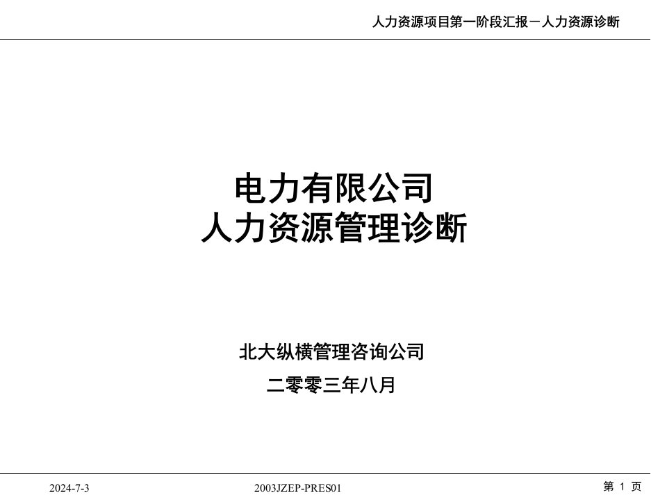 某管理咨询-电力有限公司人力资源管理诊断报告