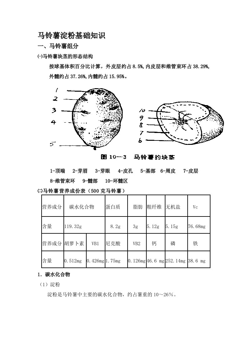 马铃薯淀粉基础知识