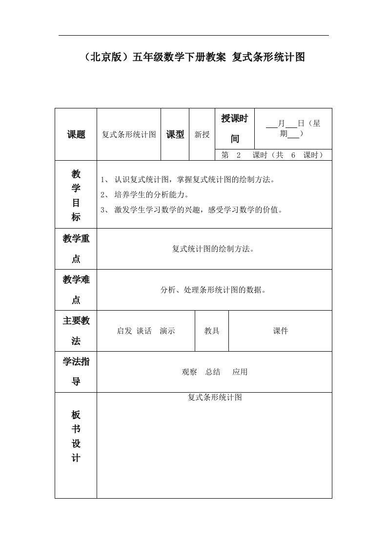 北京版数学五下《复式条形统计图》