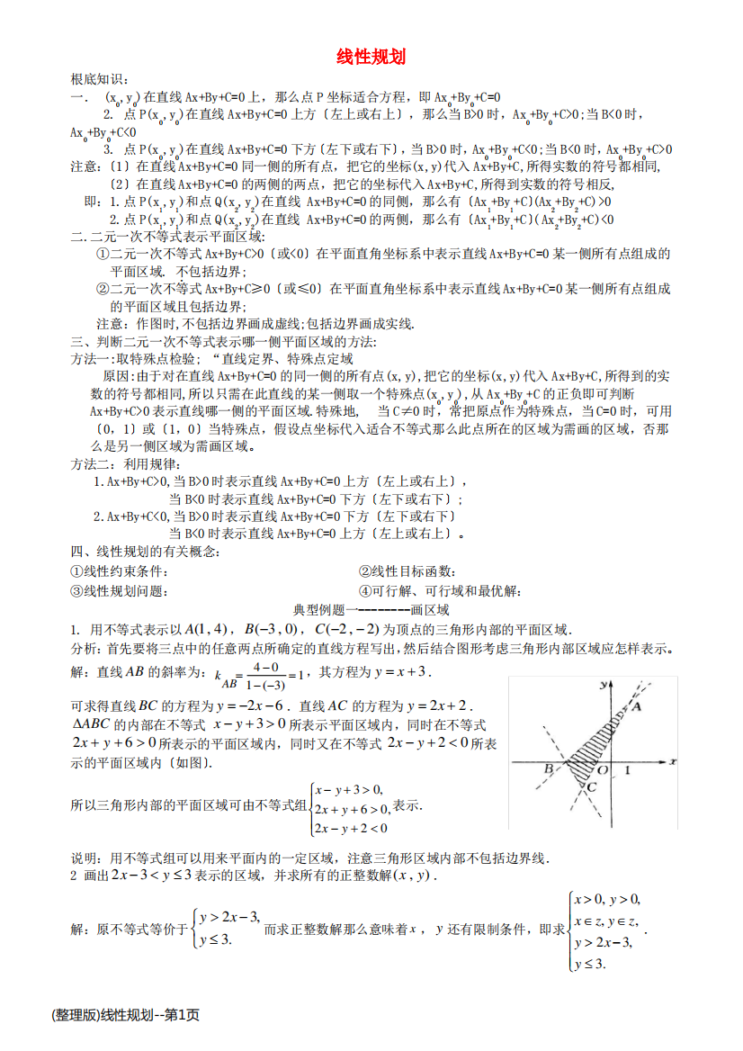 (整理版)线性规划