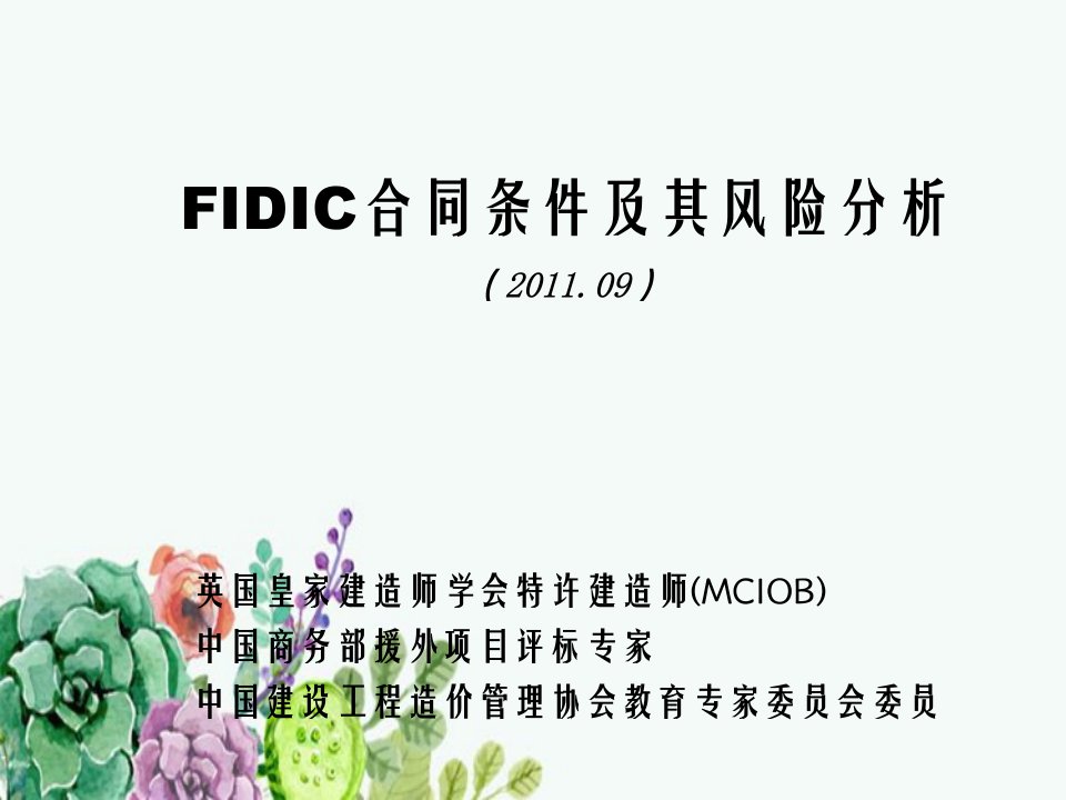 FIDIC施工合同条件及其风险分析