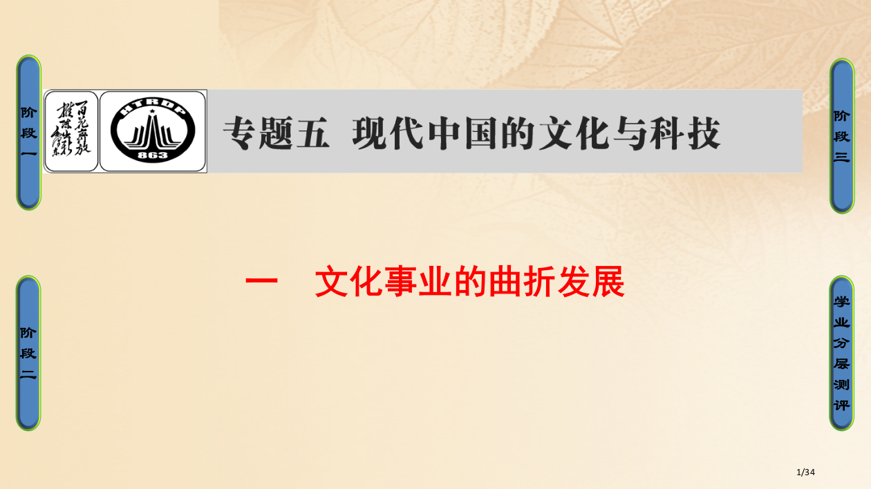 高中历史专题5现代中国的文化与科技1文化事业的曲折发展省公开课一等奖新名师优质课获奖PPT课件