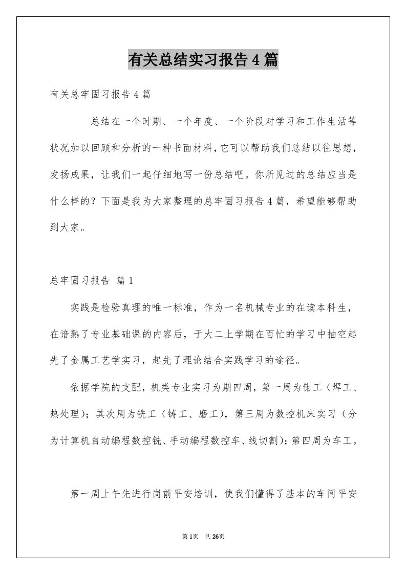 有关总结实习报告4篇范本