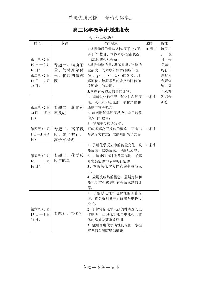 高三化学教学计划进度表(共3页)