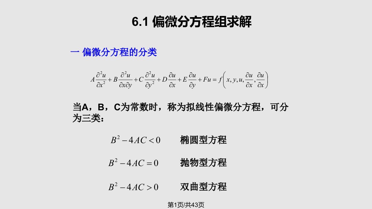 计算机应用基础偏微分方程求解PPT课件