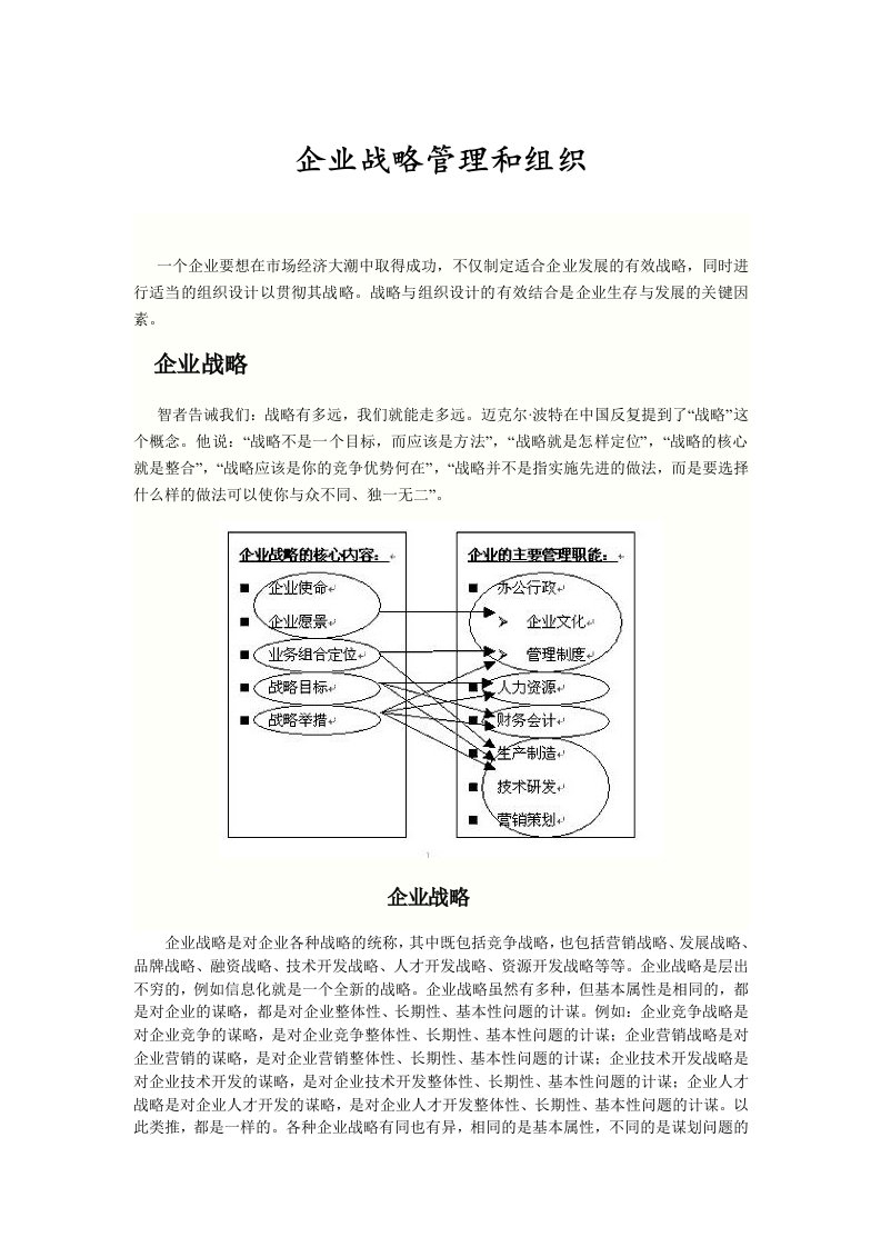 企业战略管理和组织