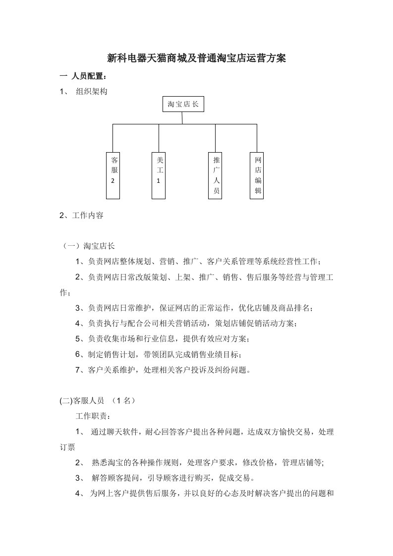 2015年电器天猫商城及普通淘宝店运营方案