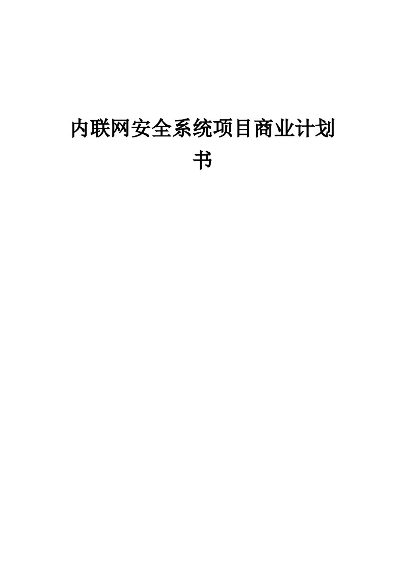 内联网安全系统项目商业计划书