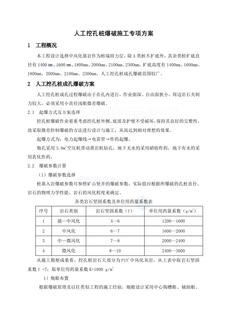 云南航站楼人工挖孔桩爆破施工专项方案