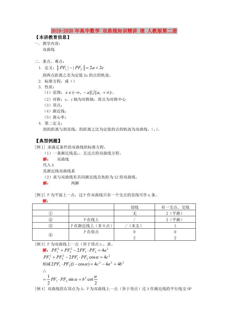 2019-2020年高中数学