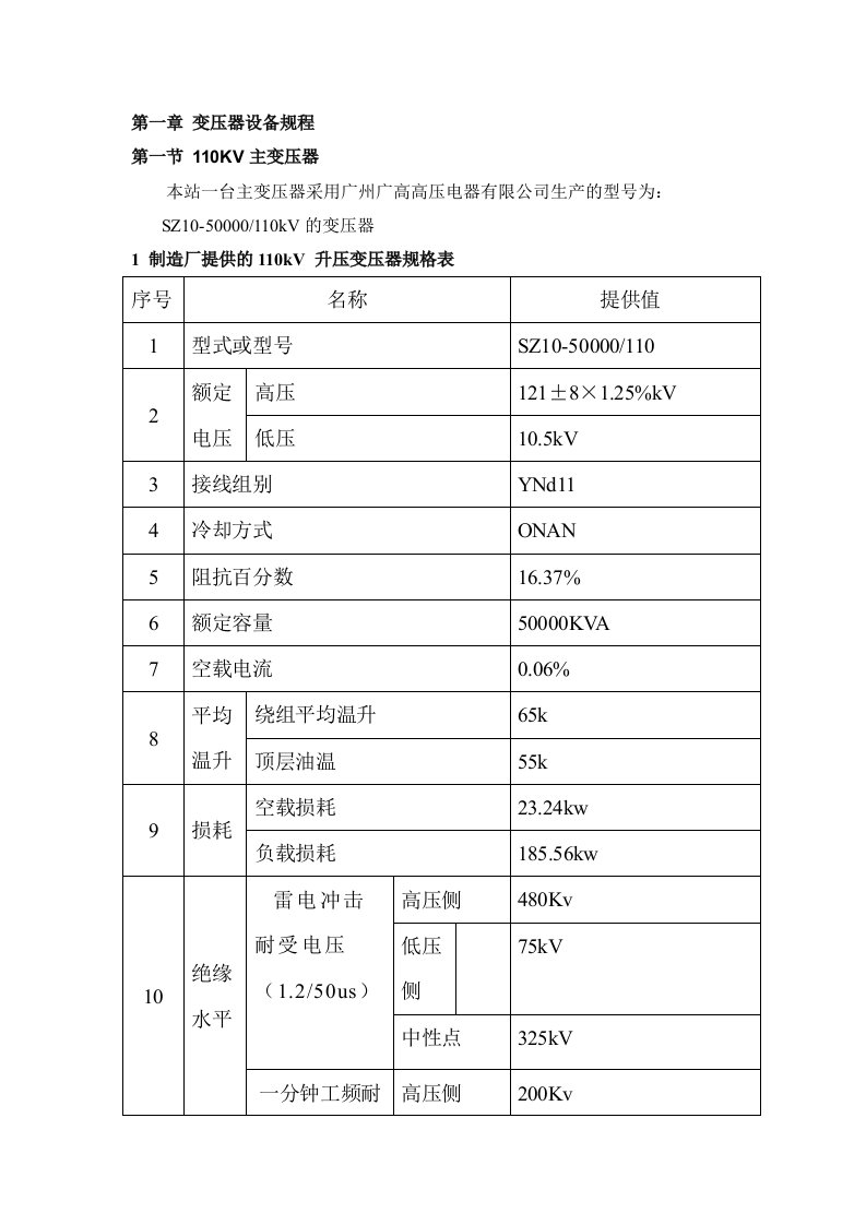 升压站设备规程