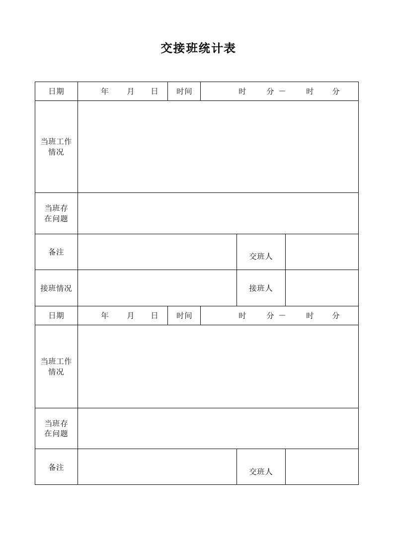 交接班记录表样稿