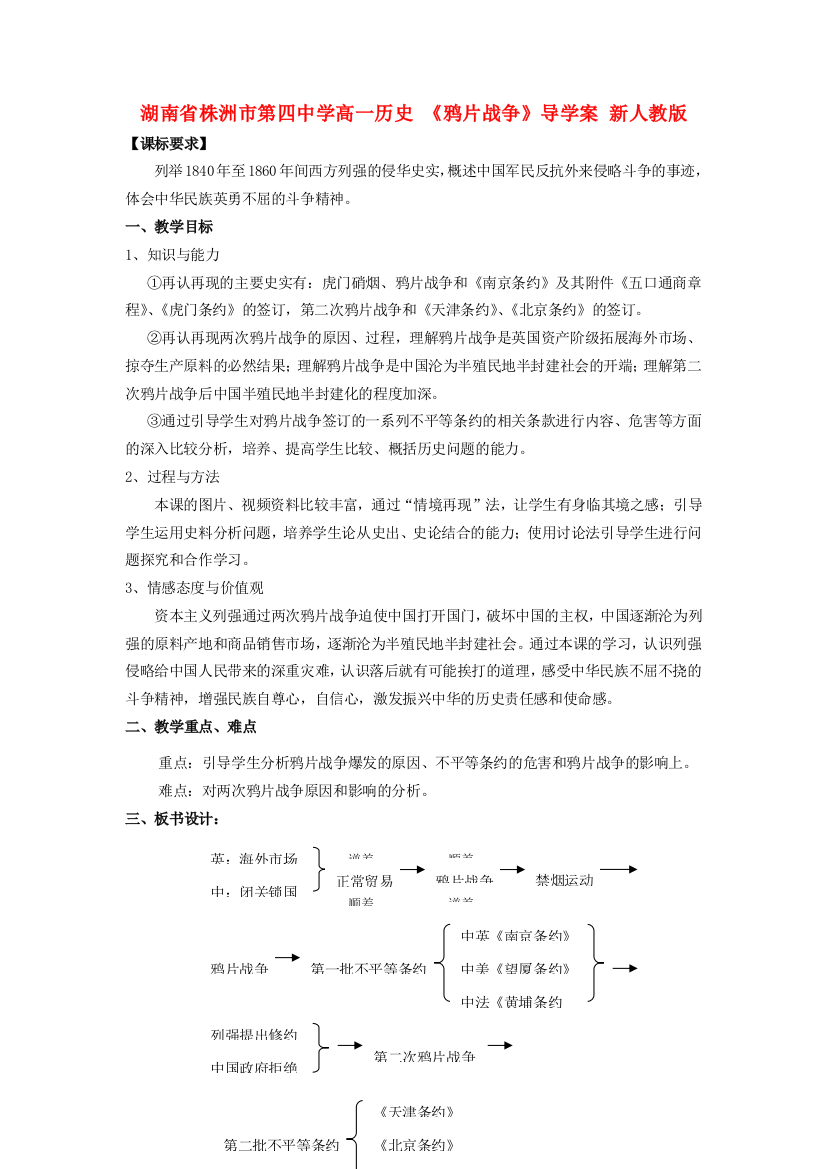 湖南省株洲市第四中学高一历史