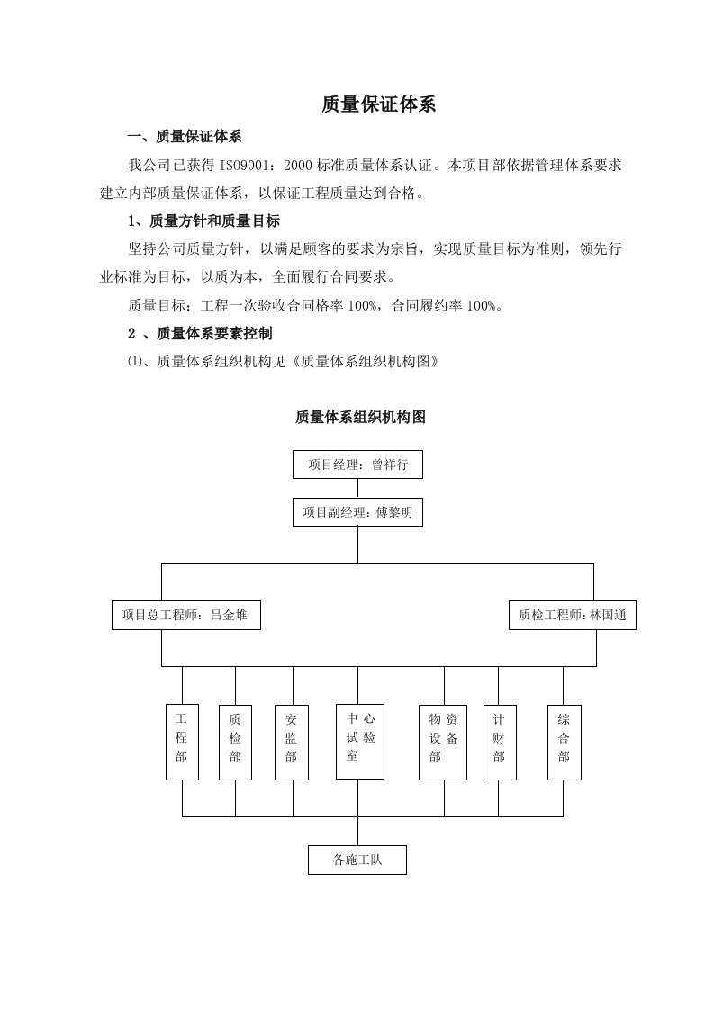 质量保证体系文字说明