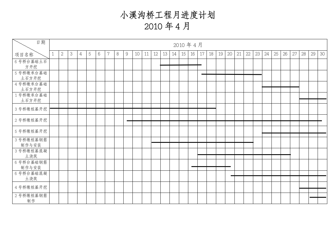 月进度计划