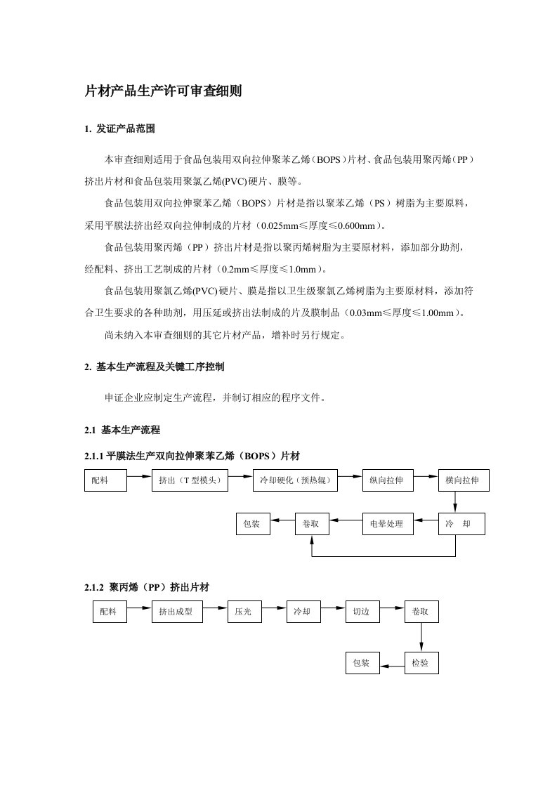 片材产品生产许可审查细则