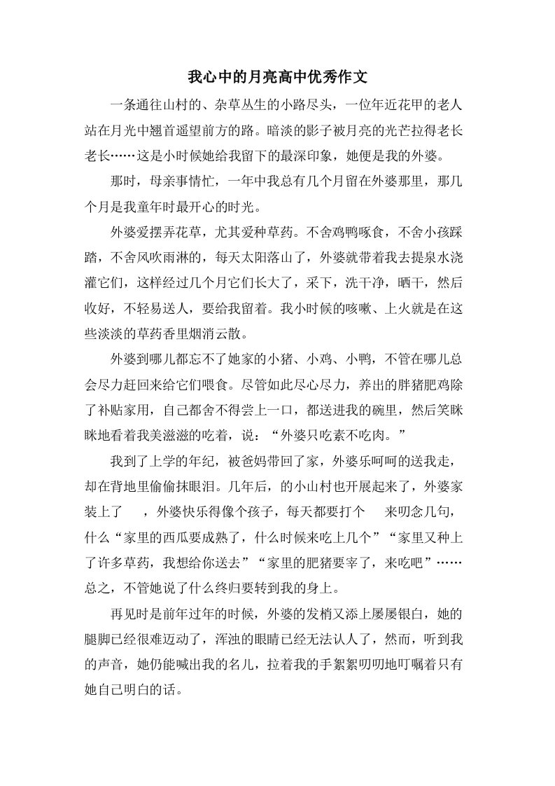 我心中的月亮高中作文