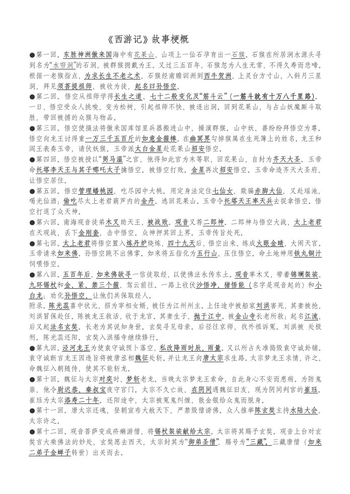 《西游记》中考考点问题集合