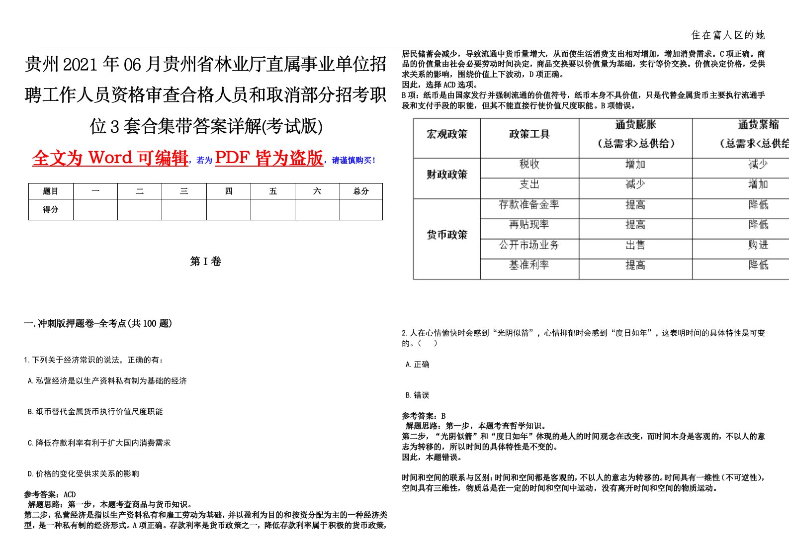 贵州2021年06月贵州省林业厅直属事业单位招聘工作人员资格审查合格人员和取消部分招考职位3套合集带答案详解(考试版)