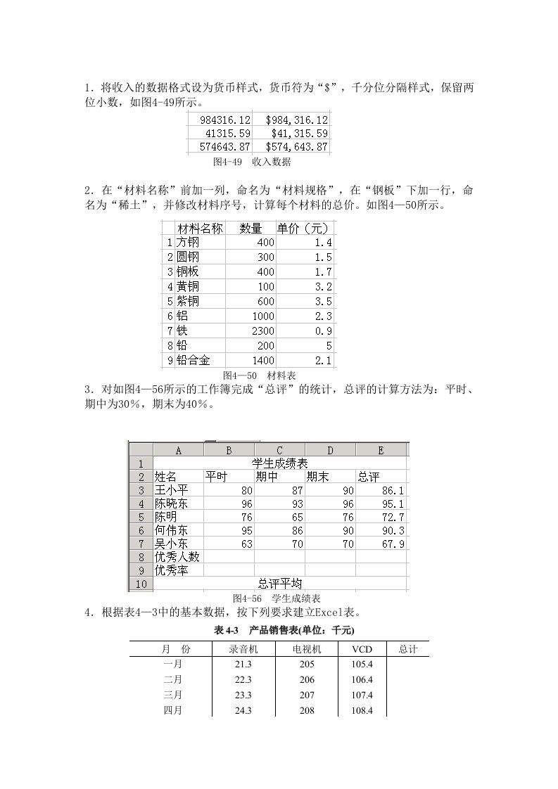 Excel上机操作试题