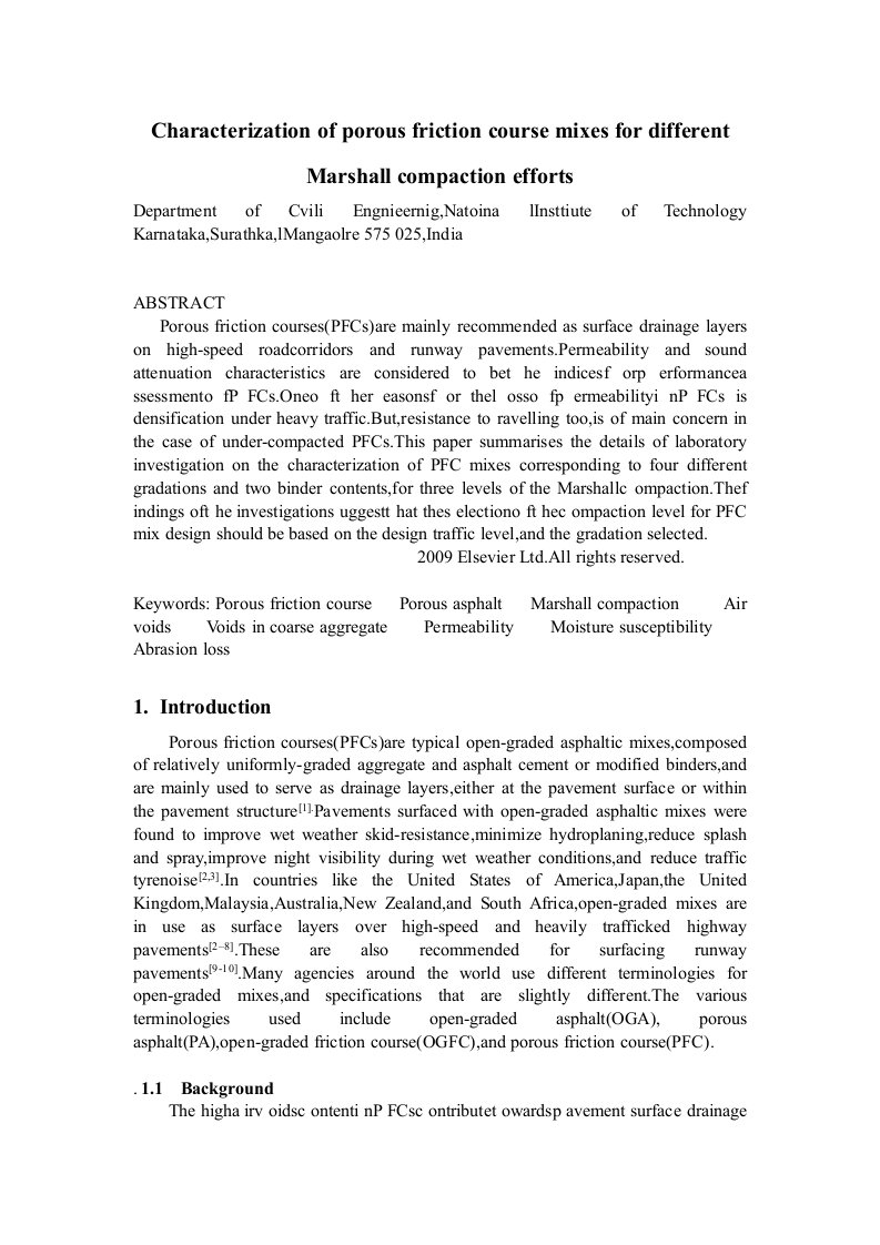 外文翻译---多孔磨耗层在不同的马歇尔压实作用下的特性-其他专业