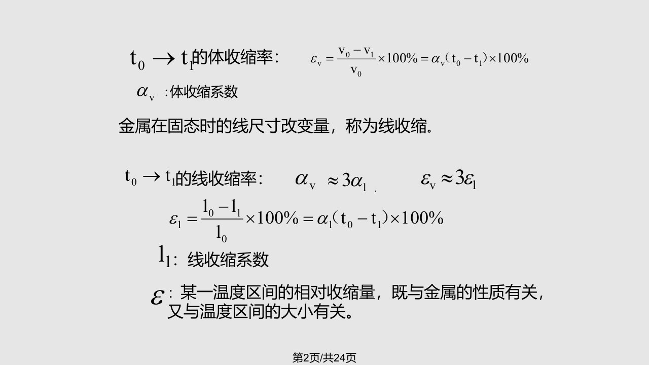 铸造铸件收缩