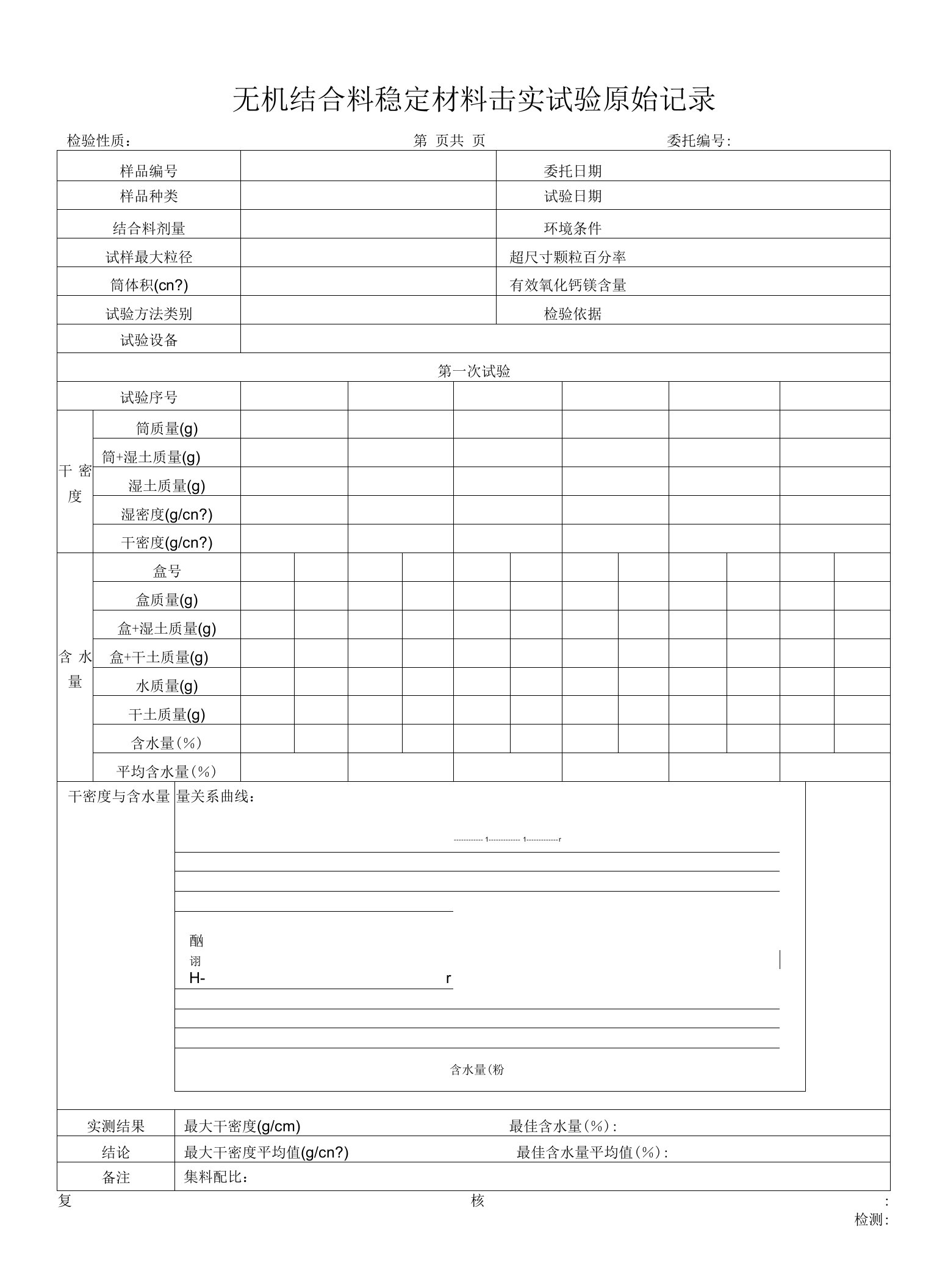 无机结合料稳定土的击实试验原始记录2