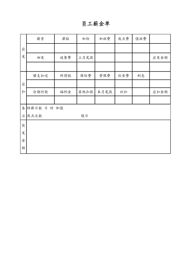 企业管理-40通用员工薪金单