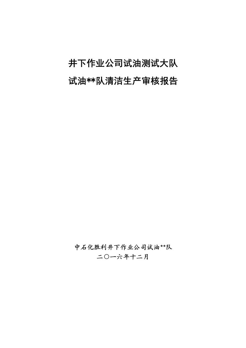 公司试油测试大队清洁生产审核报告